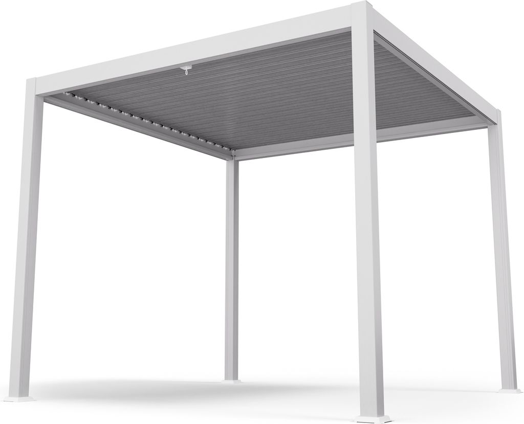 Blumfeldt Pavillon 3x3, Wasserdicht Stabil Winterfest, Lamellendach Verzinkter Stahl, Pulverbeschichteter Aluminiumrahmen, Wetterfest, Weiß