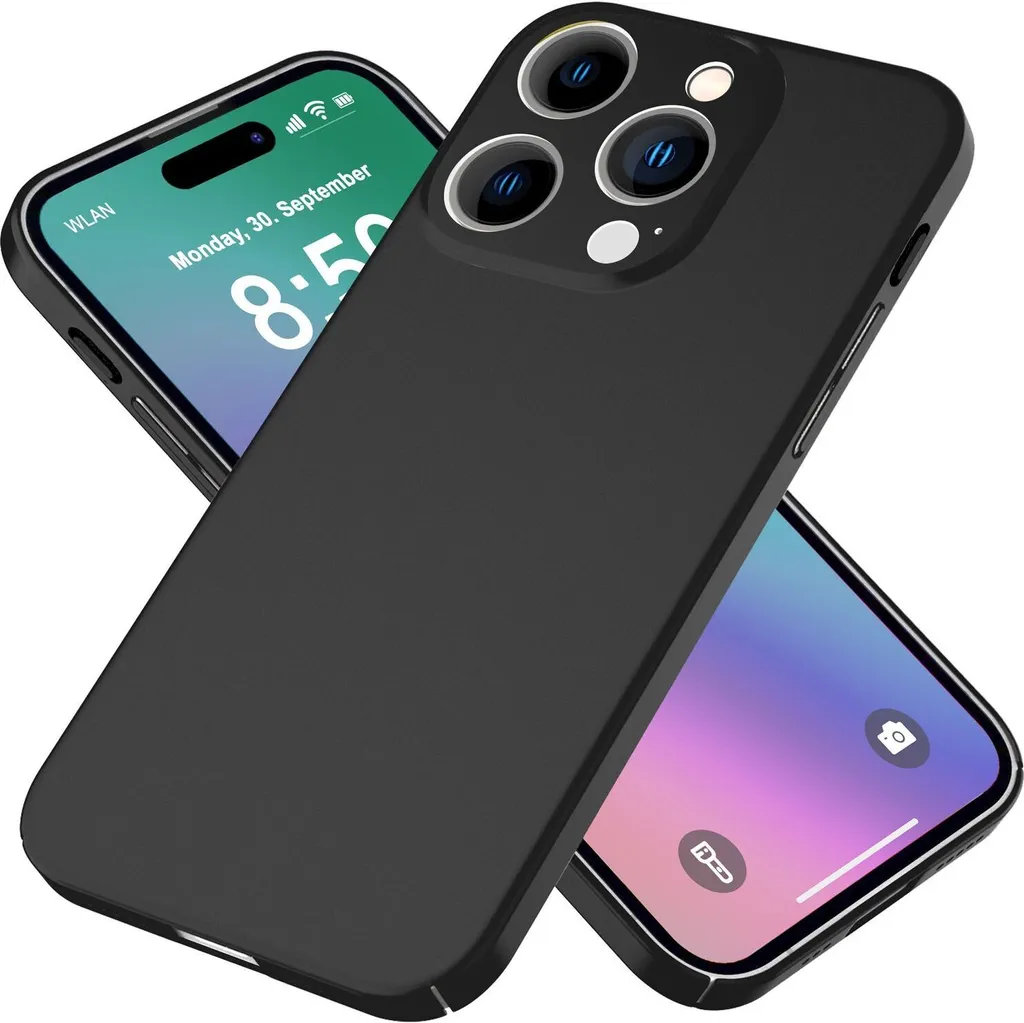 NALIA Cover iPhone 16 Pro Nera Opaca: Sottile 0.5mm Silk-Touch