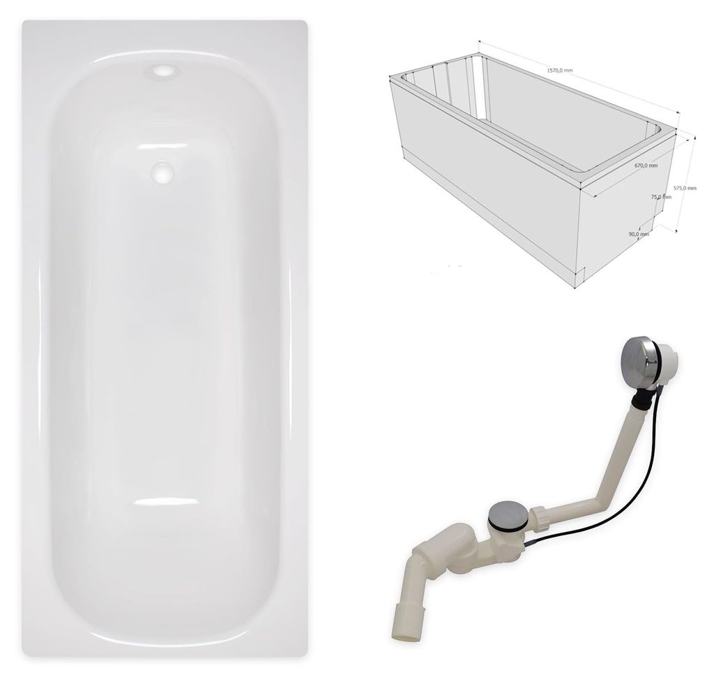 sanicomfort Badewannenset 160x70 cm aus Stahl-Email | 2,4 Produktbild 