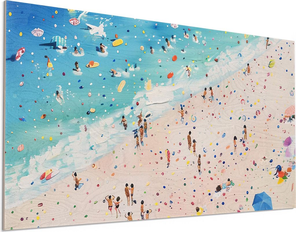 DEQORI Holzbild 100x50 cm 'Wildes Sommergewimmel' Bild auf Holz Wandbild Kunstdruck