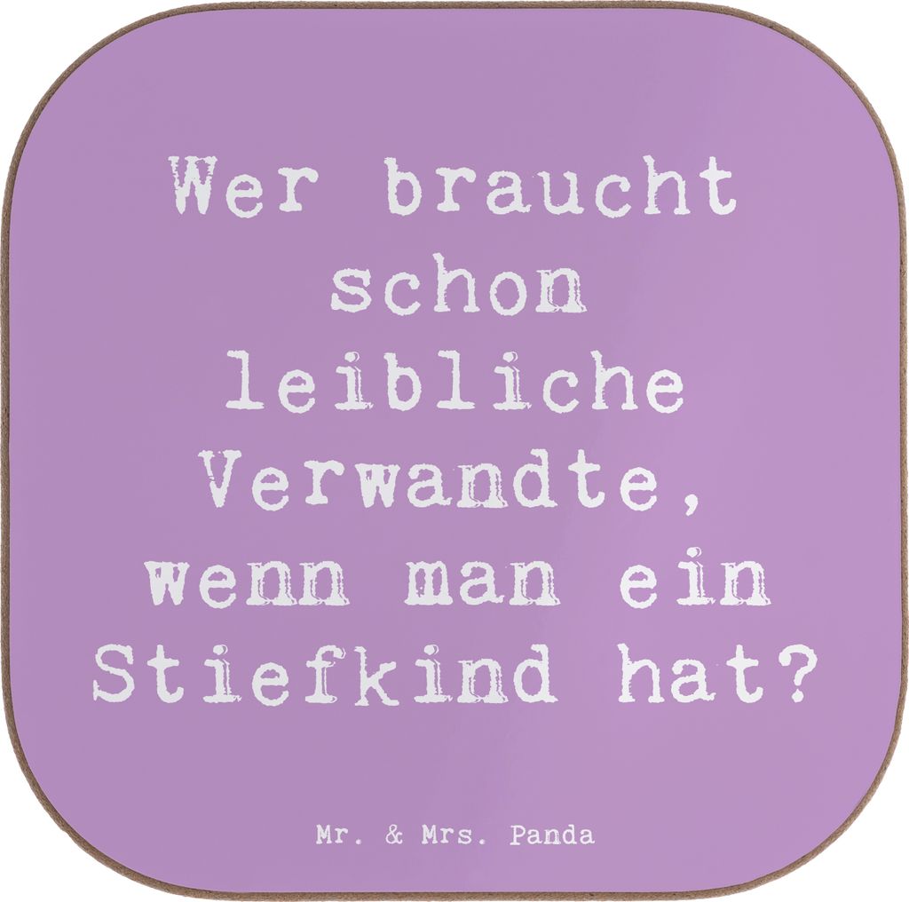 Mr. & Mrs. Panda Untersetzer für Gläser Spruch Stiefkindliebe - Lavendeltraum - Geschenk, Verwandte, Dankeschön, Familienbeziehungen, Freude, Pa...