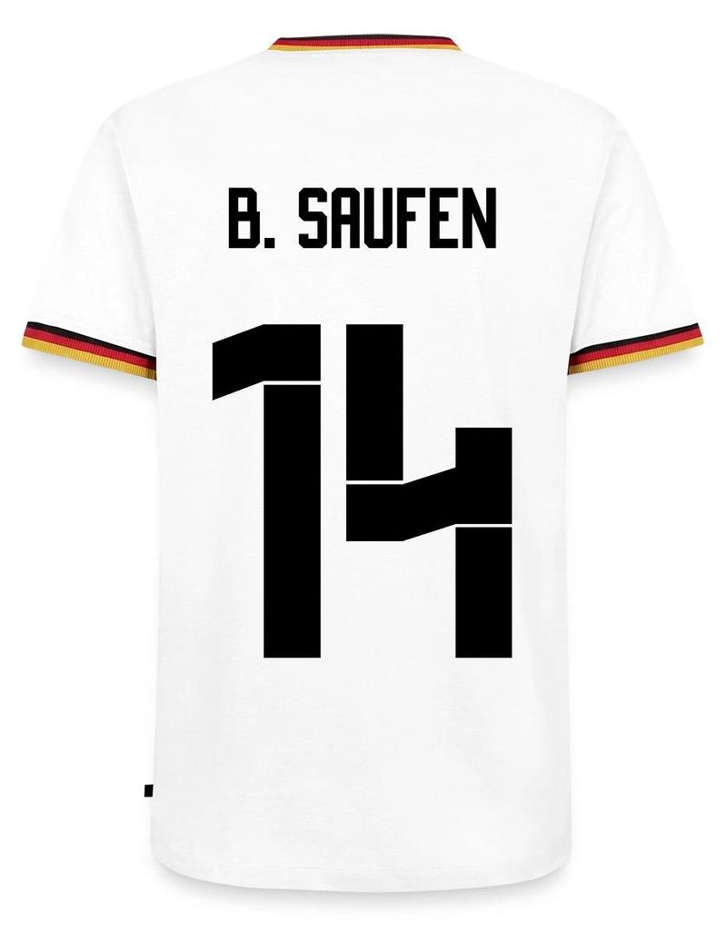 Spreadshirt Sauf Trikot Party Outfit B. Saufen Männer Kontrast T-Shirt, XL, Weiß/Dreifarbig