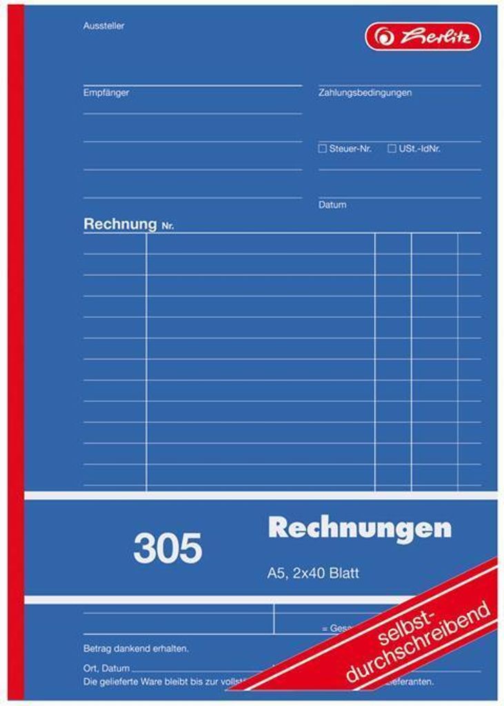 A blue form with grid lines, containing fields for invoice details and a red diagonal stripe with text.