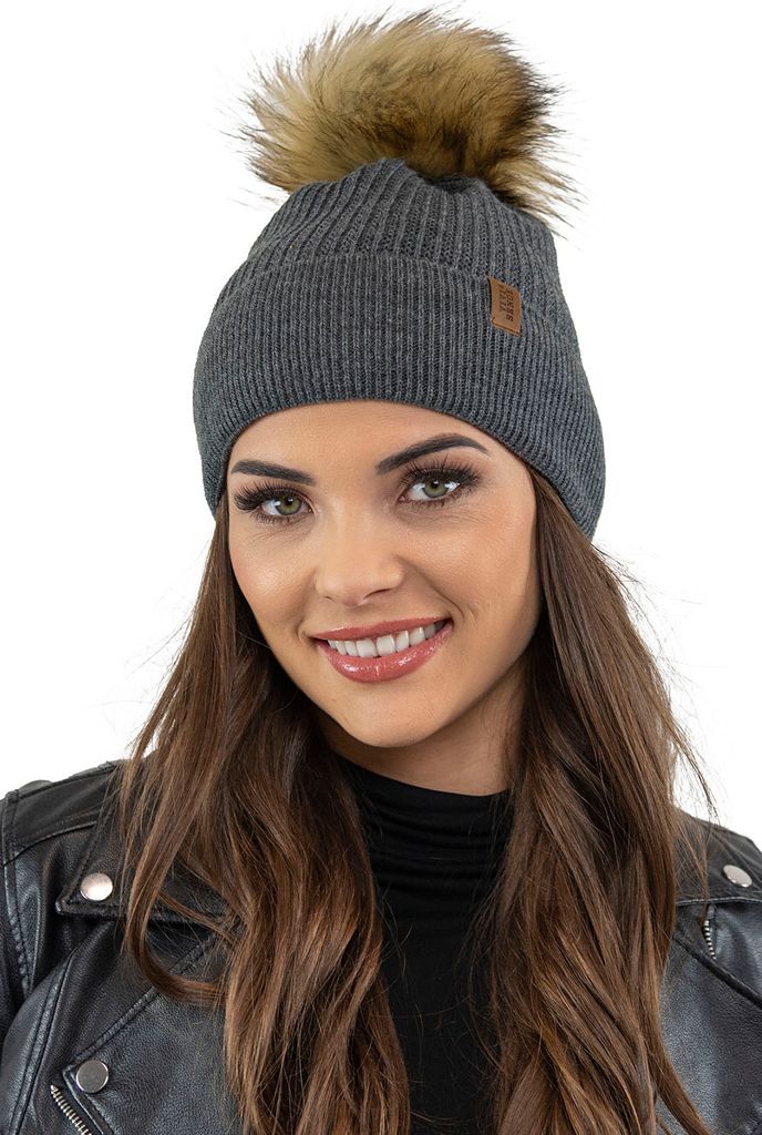 Vivisence damen bommelmütze, warm und gemütlich kopfbedeckung an winter und herbst, wintermütze mit bommel, warm dick strickmütze, klassisch m...