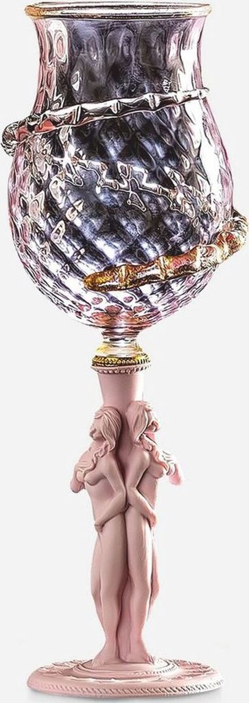 Casa Padrino Luxus Barock Weinglas Rosa / Gold Ø 9 x H. 27 cm - Italy