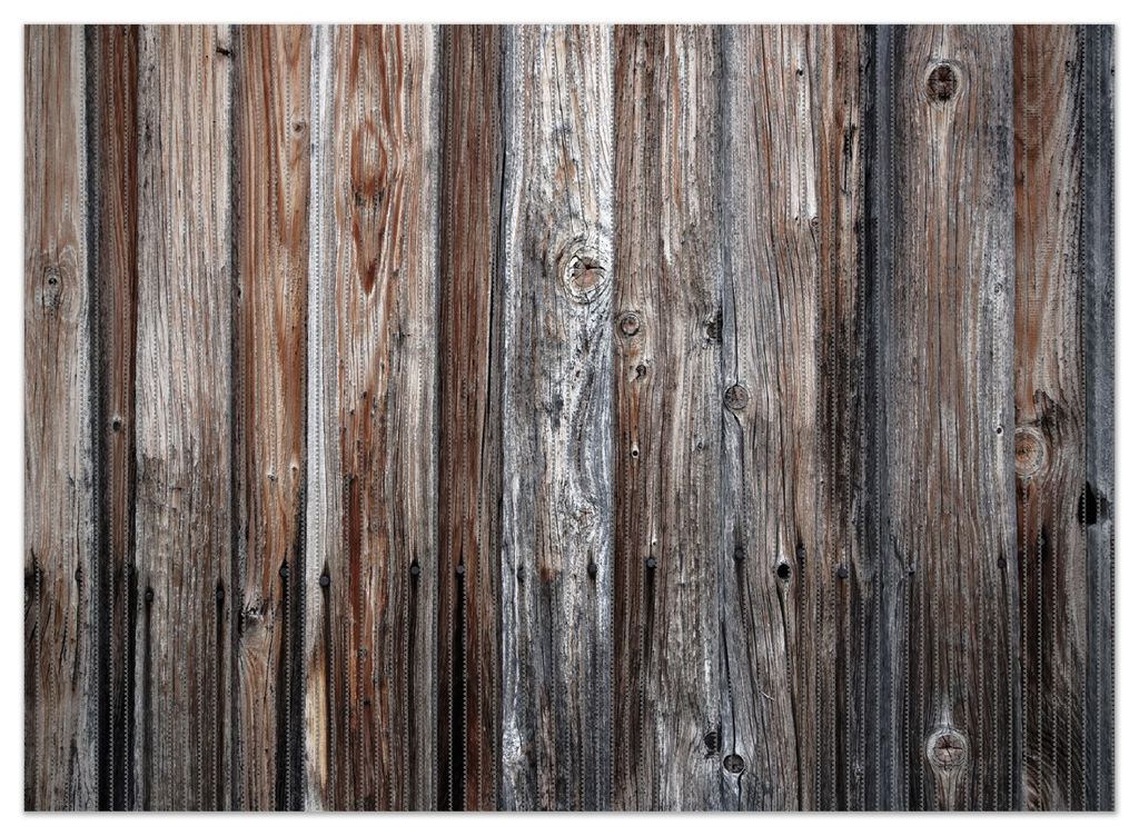 Wallario Duschmatte Antirutschmatte Badmatte Fußmatte Alte Holzwand - Holzplanken in grau und braun, Größe ca. 90 x 65 cm