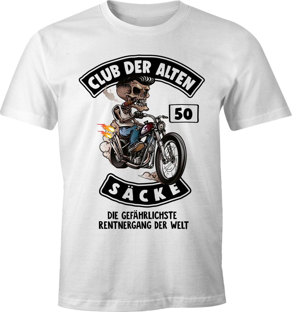 Lustiges Herren T-Shirt Club der alten Säcke Alter Sack Geschenk für Ältere Geburtstag Männer Fun-Shirt Moonworks 50 weiß 3XL