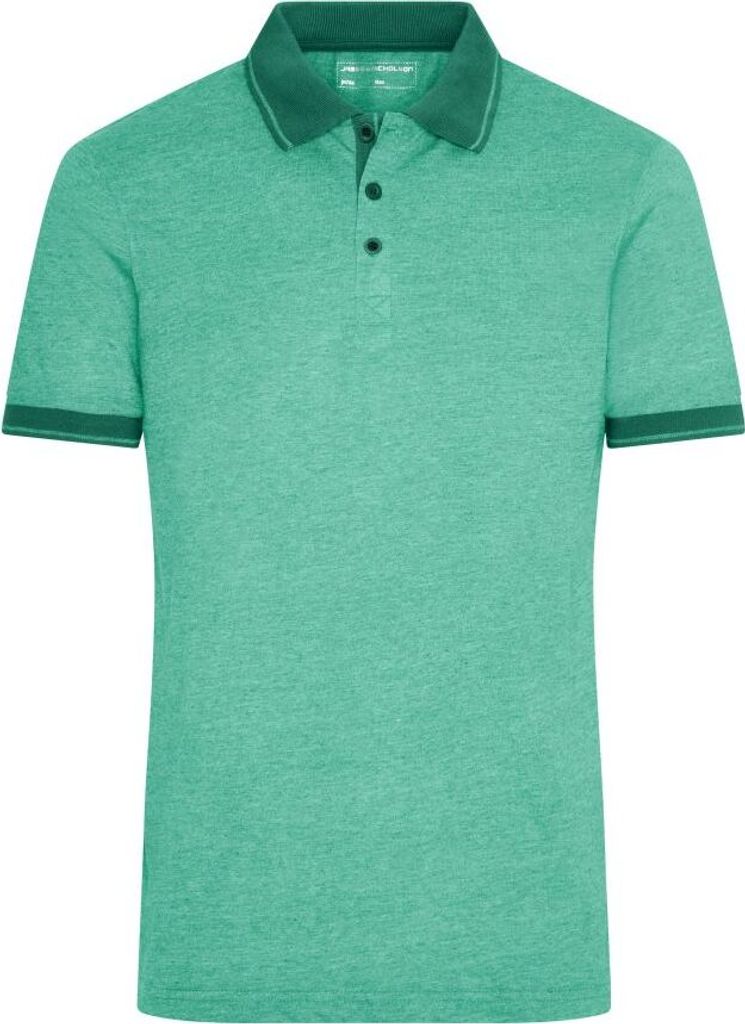 Melange Polo mit modischen Details green-melange/dark-green, Gr. 3XL