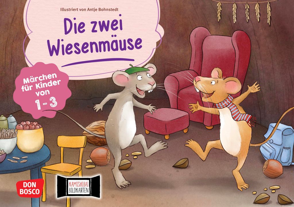 Die zwei Wiesenmäuse. Kamishibai Bildkartenset