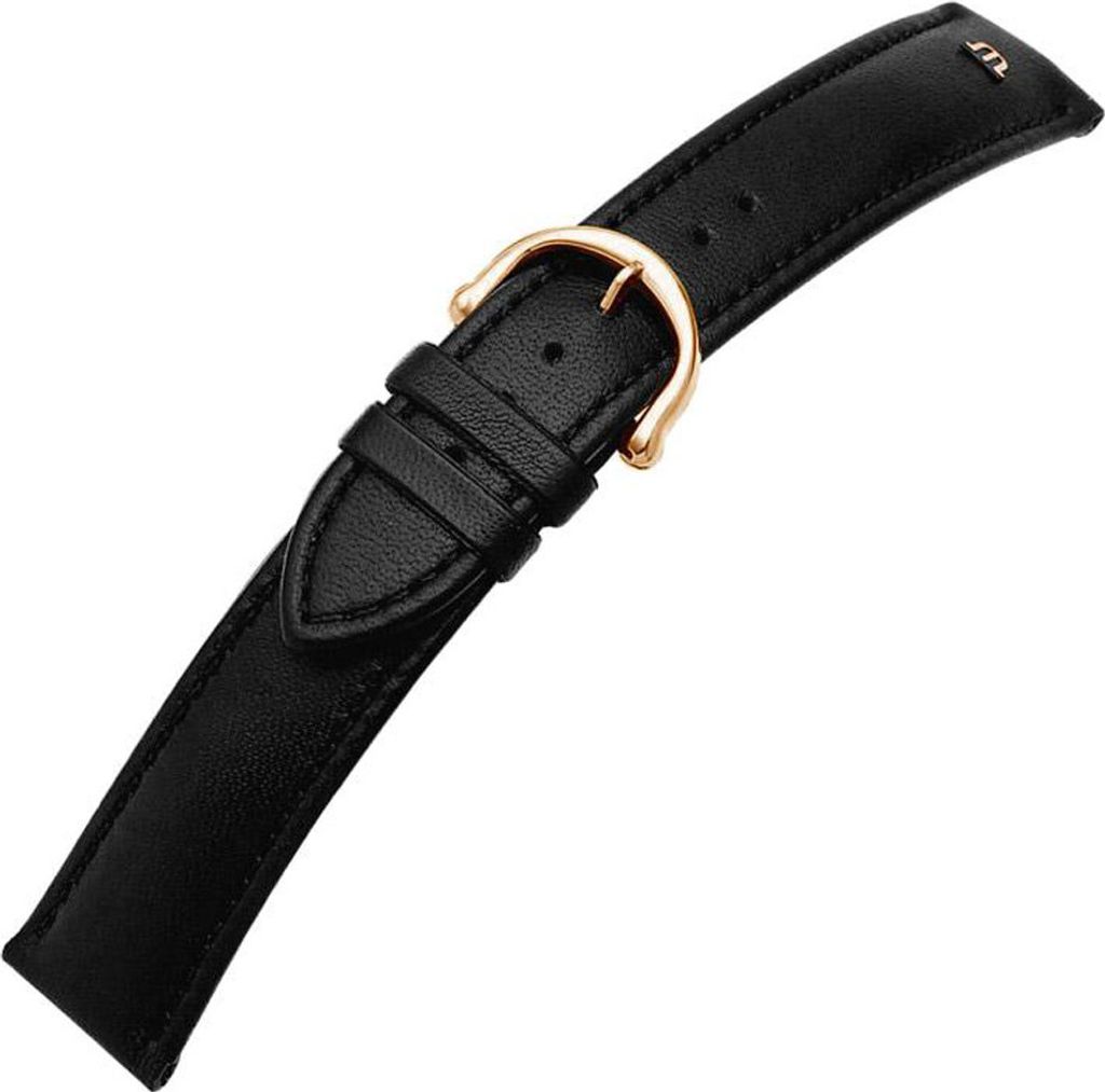 Maurice Lacroix Eliros | Ersatzband Kalbsleder, schwarz / rosé 30379R, Stegbreite:20mm