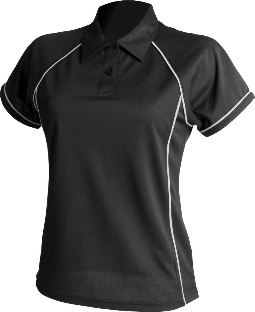 Finden & Hales Damen Sport Polo Shirt Coolplus RW428 (M) (Schwarz/Weiß)