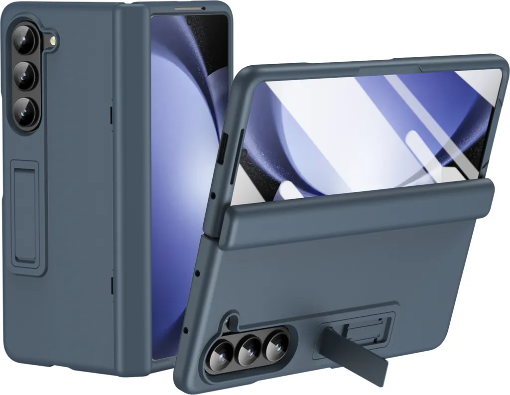 Custodia Rigida Galaxy Z Fold 6 Grigio Scuro con Stand e Screen Protector