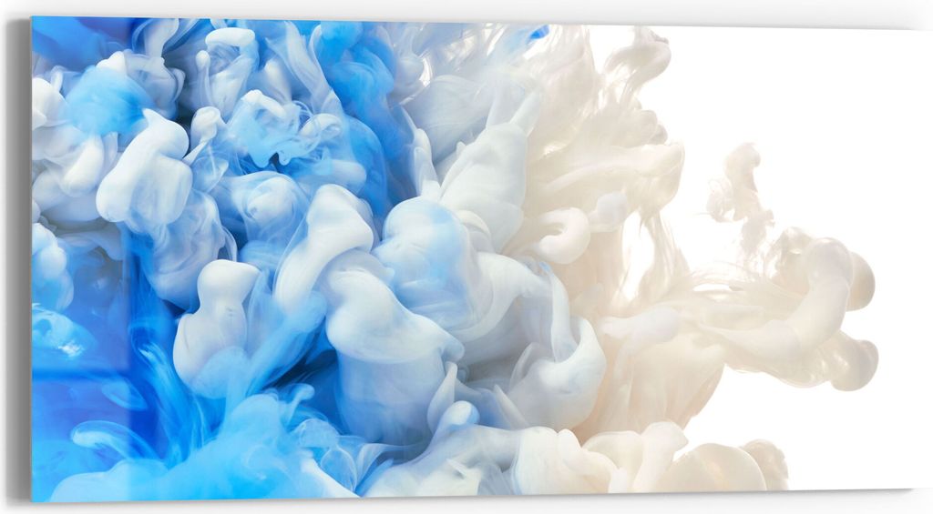 DEQORI Glasbild Echtglas 60x30 cm 'Zweifarbiger Qualm' Wandbild Bild modern Deko