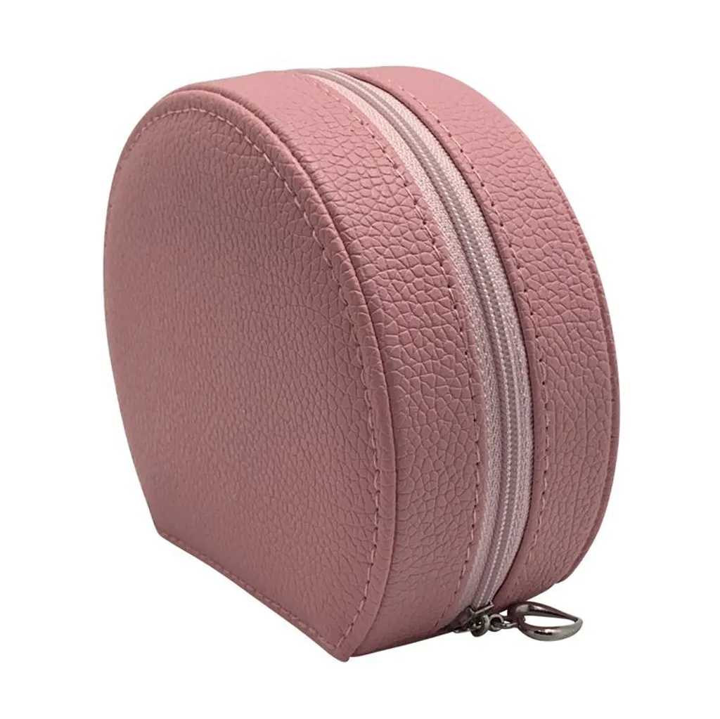 Mini coffret bijoux rose à compartiments - Rangement bijoux zippé
