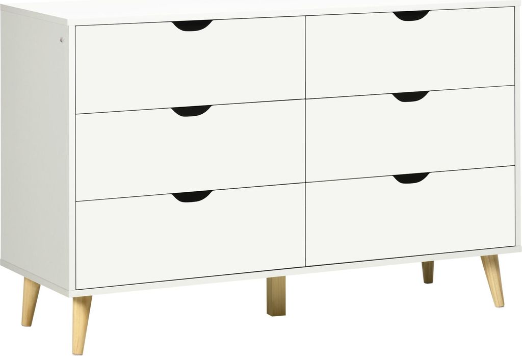 HOMCOM Commode 6 tiroirs meuble de rangement 5 pieds Image du produit 