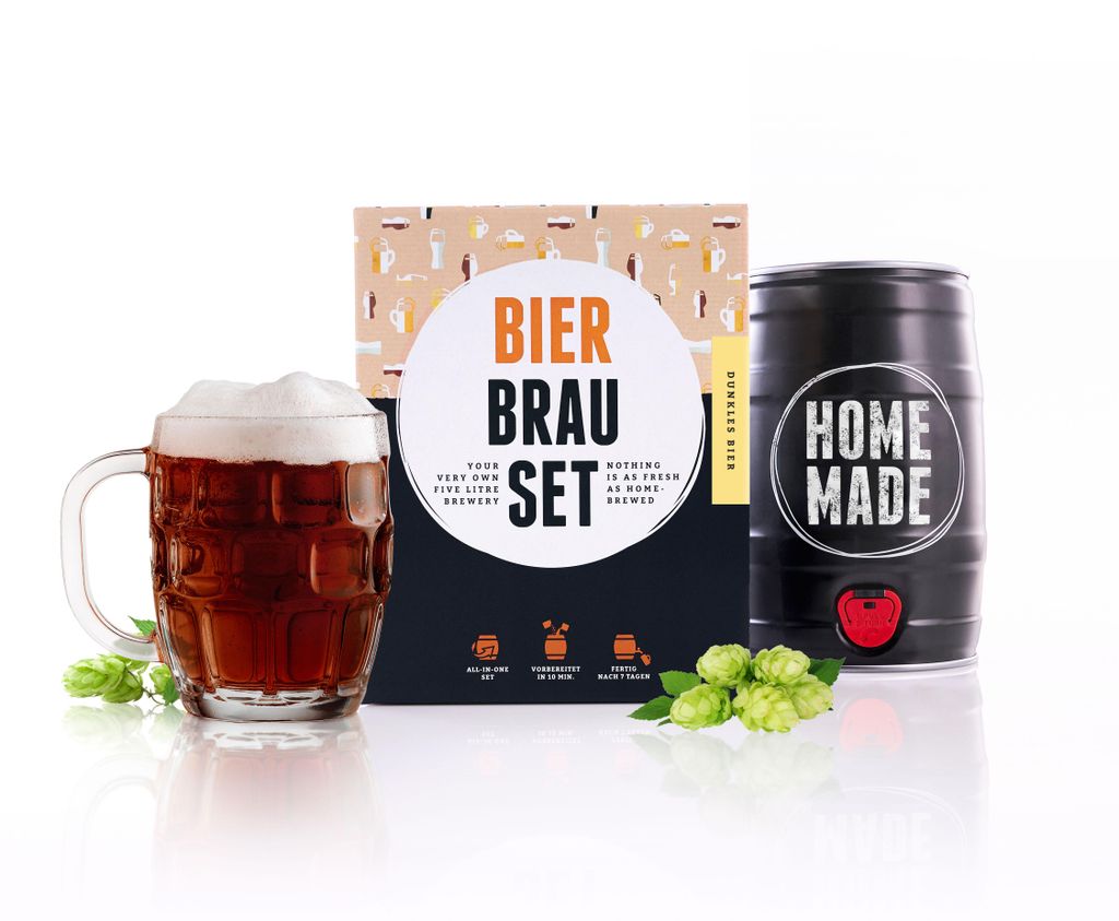 BrauFässchen Bierbrauset Dunkles (Root Beer) 5L – Bier selber brauen Komplett-Set mit Mini-Fass, Geschenkidee für Männer, Papa & Bierfans