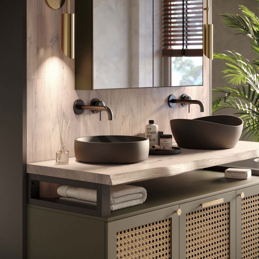 LAMO Manufaktur Waschtischplatte, Holzplatte Waschtisch Baumkante, 90x40 cm (AxB), Roh, ohne Montageset, LWP-01-A-001-AH