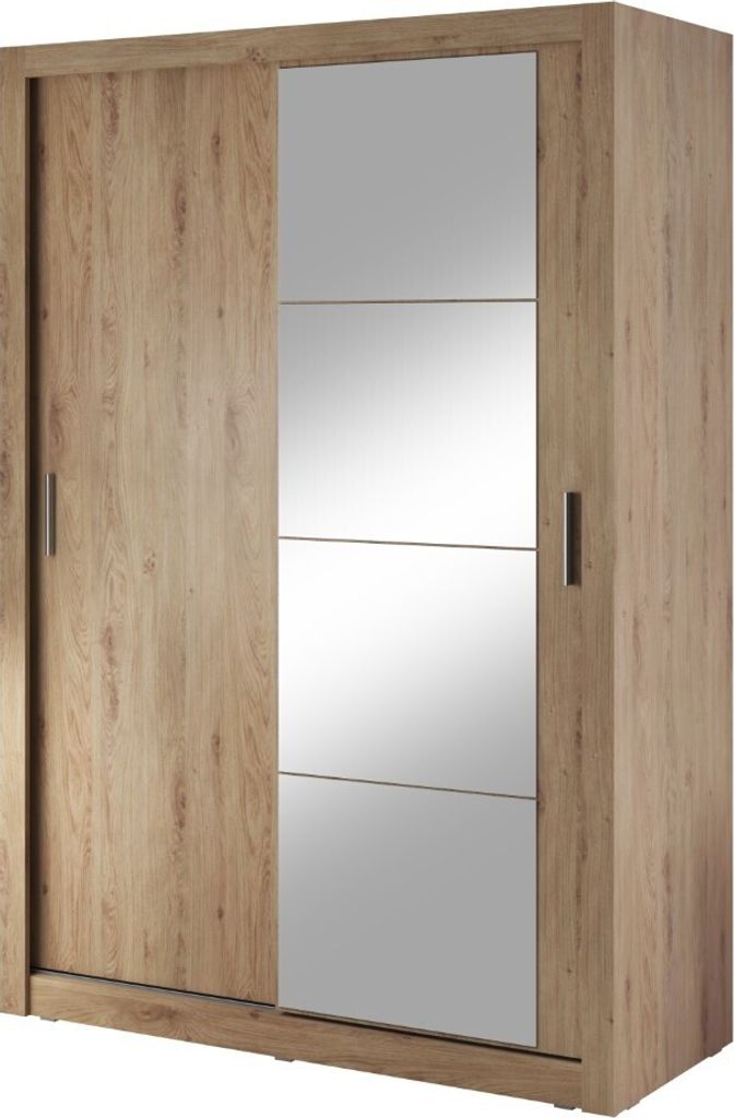 A wardrobe with sliding doors and mirrored panels.