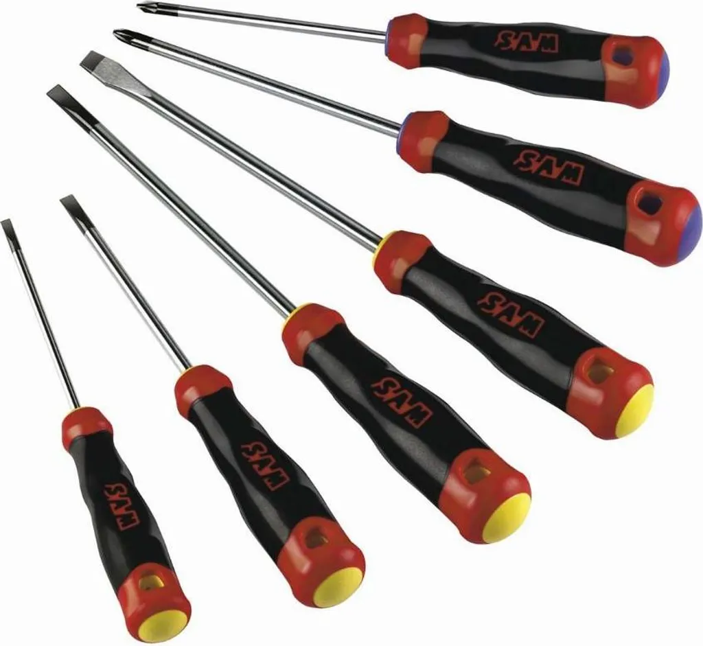 Jeu de 6 Tournevis Sam Outillage Fente et Pozidriv Bi-matière T-CPZ