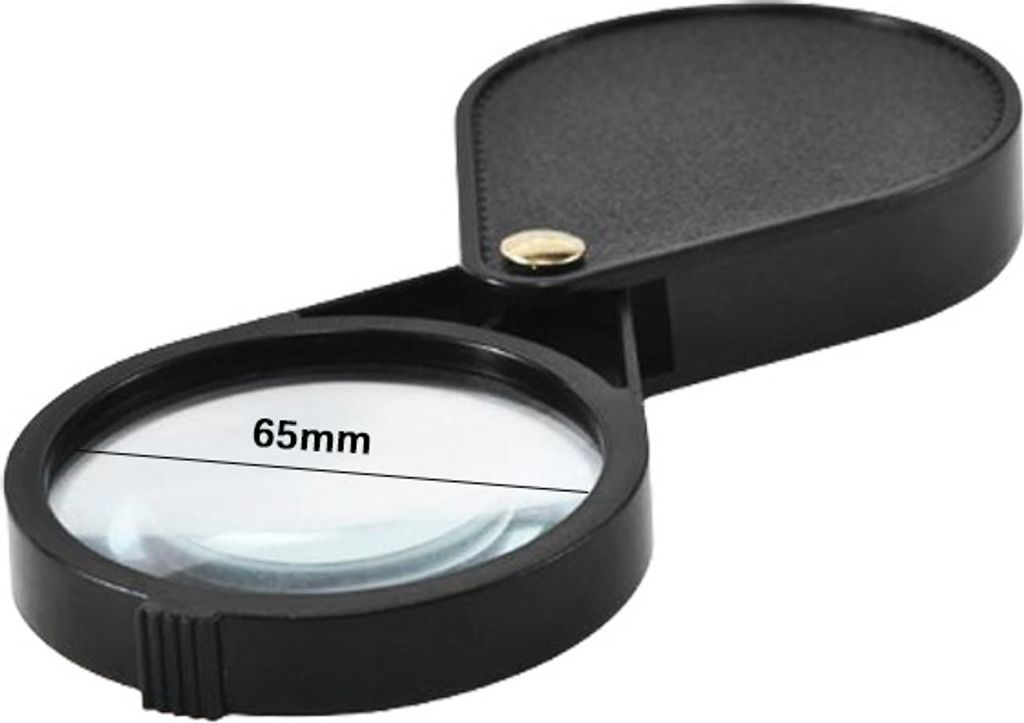 INF INF Taschenlupe mit 10-facher Vergrößerung, 65mm Glaslinse, tragbar, 8.8x6.5 cm Schwarz