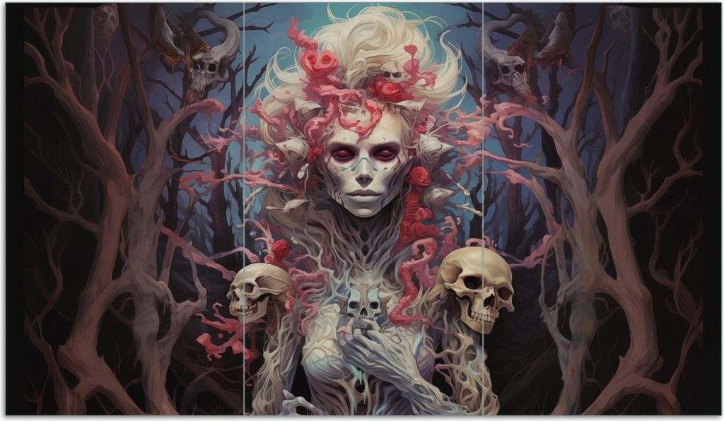 Wallario Herdabdeckplatte aus Glas, Größe 90 x 52 cm 3-teilig, Motiv Waldgeist