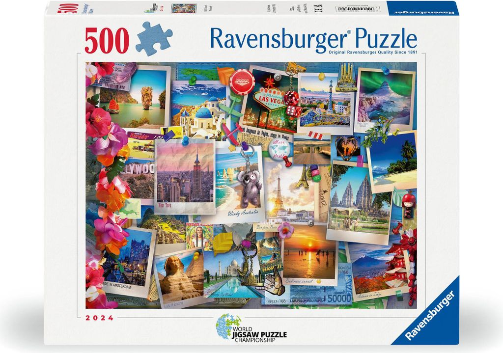 Ravensburger Puzzle 12001489 - World Travel Pinboard - 500 Teile Puzzle für Erwachsene und Kinder ab 12 Jahren