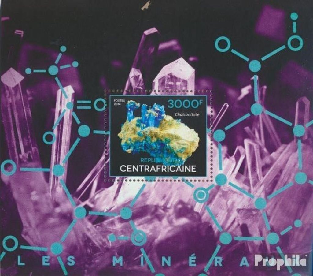 Briefmarken Zentralafrikanische Republik 2014 Mi Block 1223 (kompl. Ausgabe) postfrisch Mineralien
