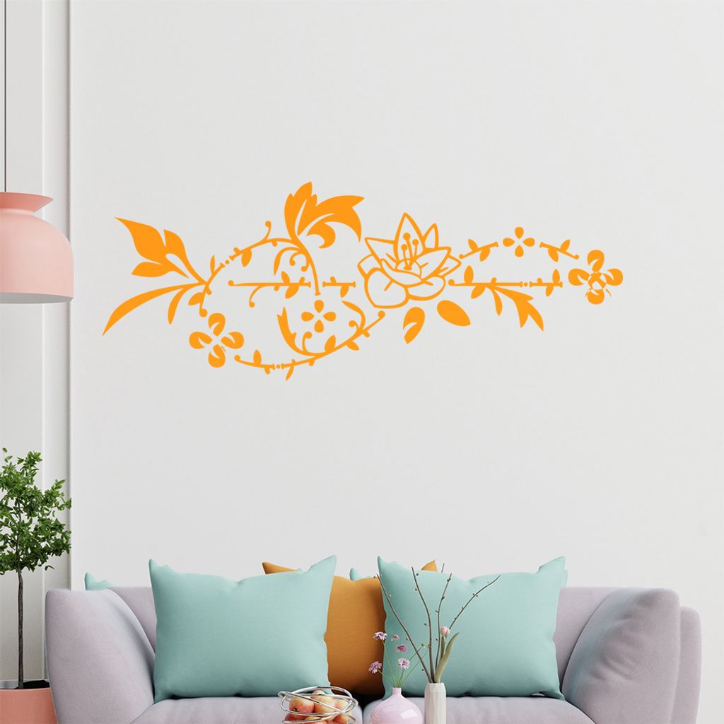 Blumenranke - Linien Wandtattoo in 6 Größen - Wandaufkleber Wall Sticker - Dekoration, Küche, Wohnzimmer, Schlafzimmer, Badezimmer