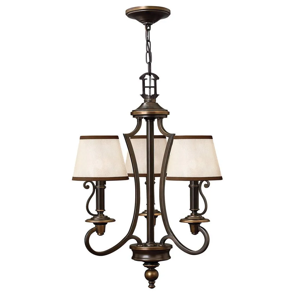 Lustre Plymouth Hinkley en Bronze Vieilli 3xE14 Métal - Luminaire 222cm