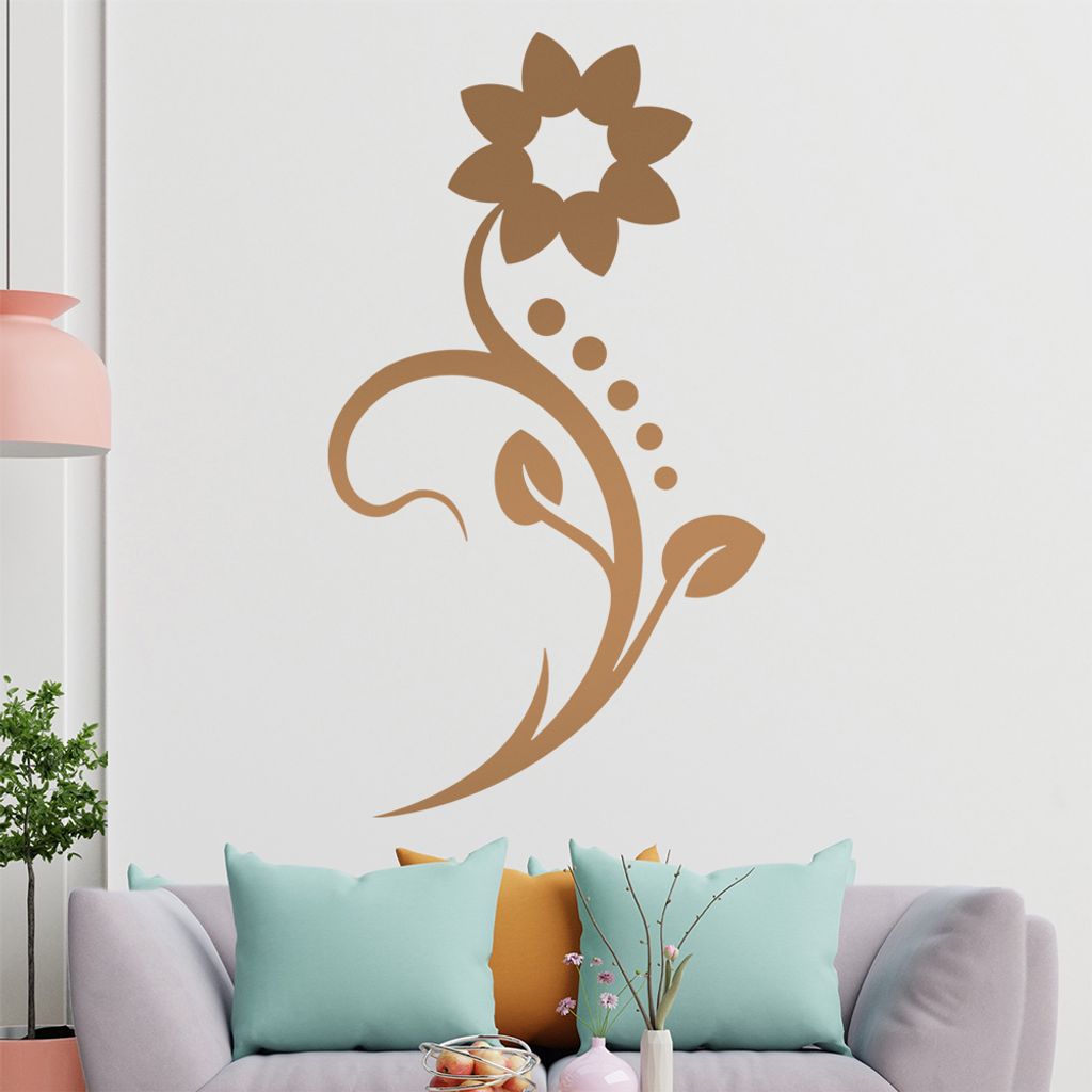 Blume - Linien Punkte Wandtattoo in 6 Größen - Wandaufkleber Wall Sticker - Dekoration, Küche, Wohnzimmer, Schlafzimmer, Badezimmer