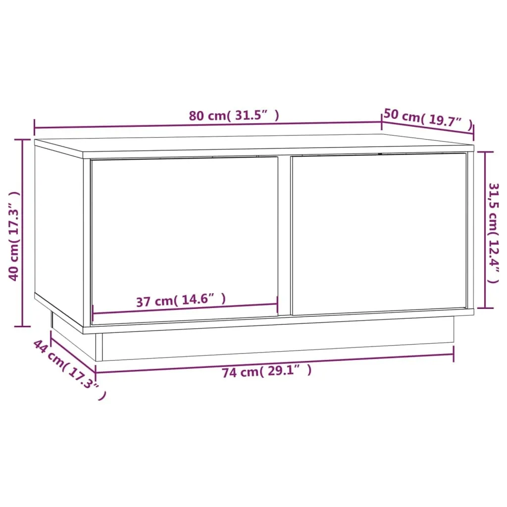 Tavolino da Caffè Nero 80x50x40 cm Legno Pino Massiccio Design - 10