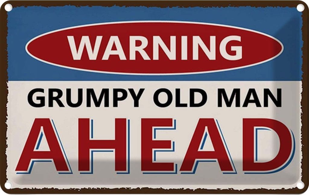 vianmo Blechschild 12x18 cm Warning grumpy old man ahead Warnschild Hinweisschild Sicherheit Vorsicht