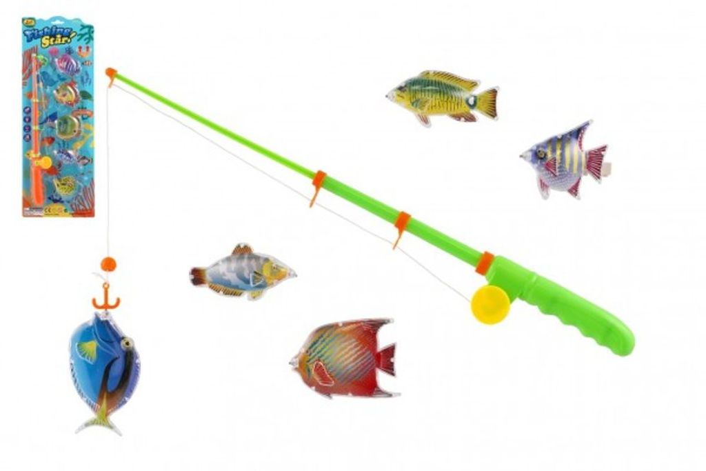 Attrape-poisson magnétique en plastique 5pcs + canne à Image du produit 