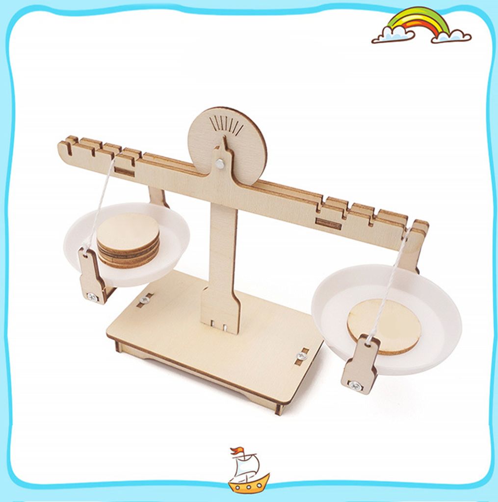 DIY Balance Scale Lever Wooden Weighing Scale Science Math Teaching Scale Early Educational Balancing Toy for Students Kids