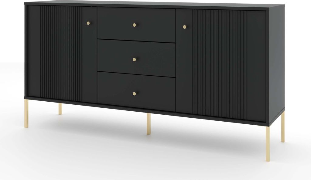 FURNLUX Anrichte Iseo Schwarz Und Gold 154cm / Hauptfarbe: Produktbild 