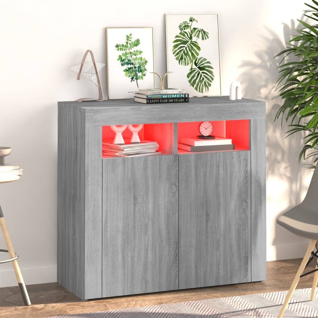 vidaXL Credenza con illuminazione LED Grigio Sonoma Immagine del prodotto 
