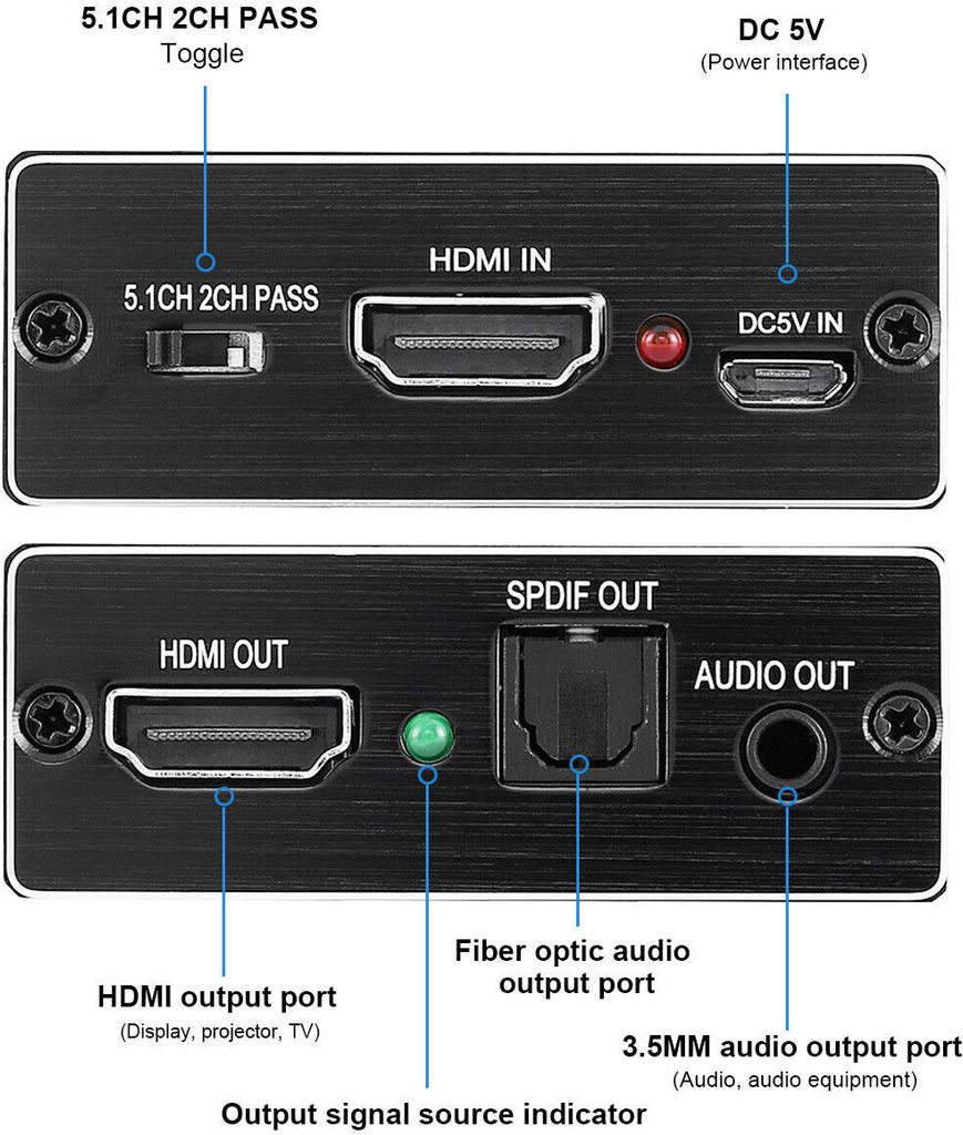 HDMI Stereo Audio Extractor Converter 4K * 2K HDMI to HDMI Produktbild 3