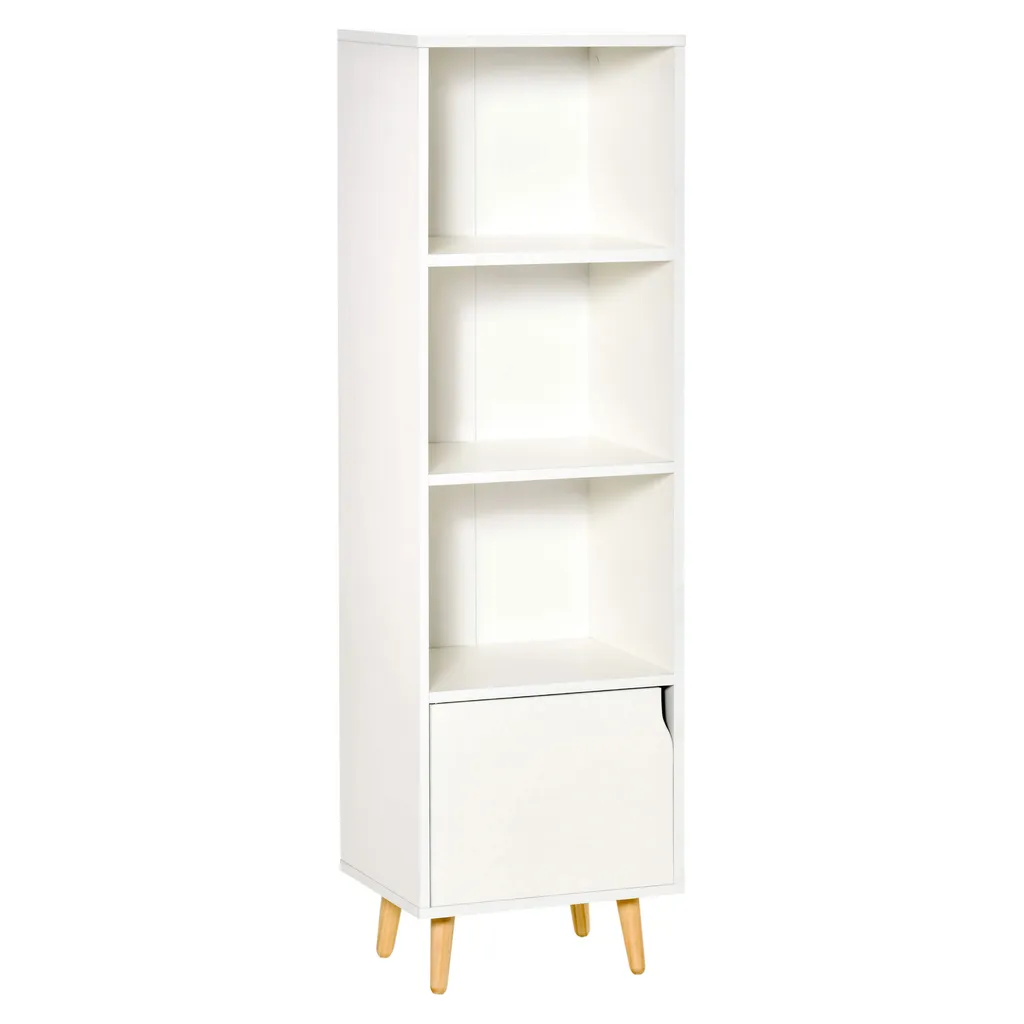 HOMCOM Bibliothèque Colonne Blanche en Bois de 130cm pour Petit Espace