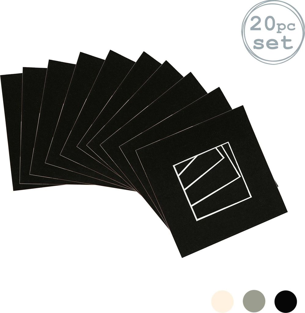 Nicola Spring 20pc Bild Photo Mounts Set - To Fit Frame-Größe 8 x 8 für Bildgröße 4 x 4 - Schwarz