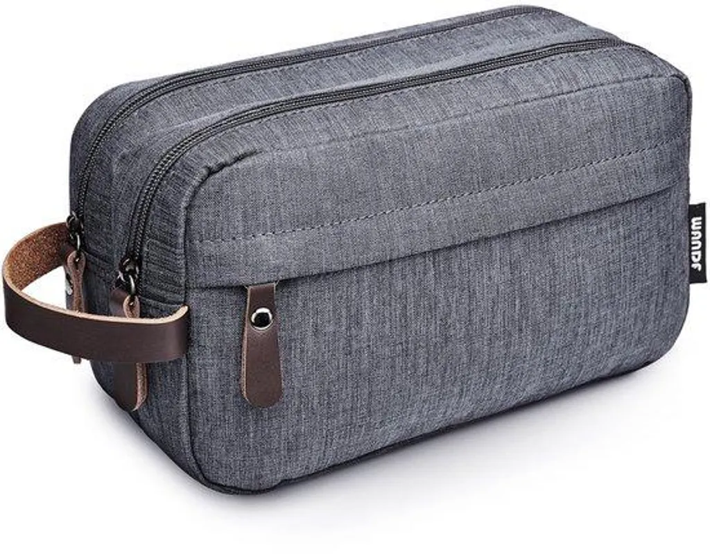 Trousse de toilette gris denim pour homme avec fermeture renforcée