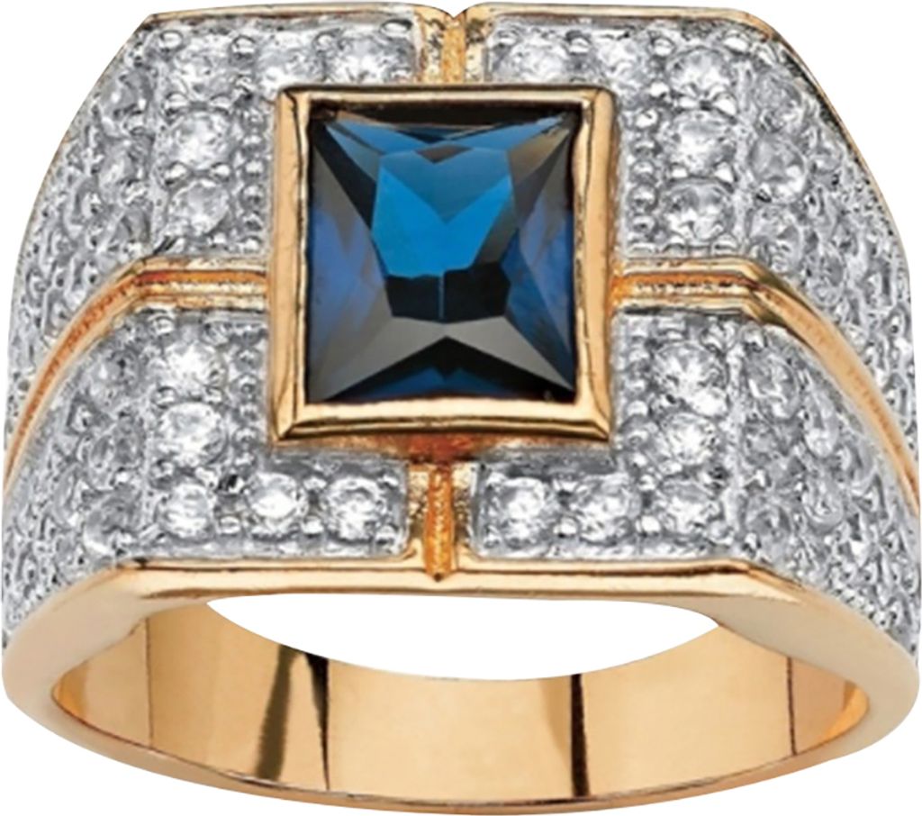 Mode Männer Platz Faux Saphir Strass Intarsien Ring Party Club Schmuck Geschenk-Blau,US 9