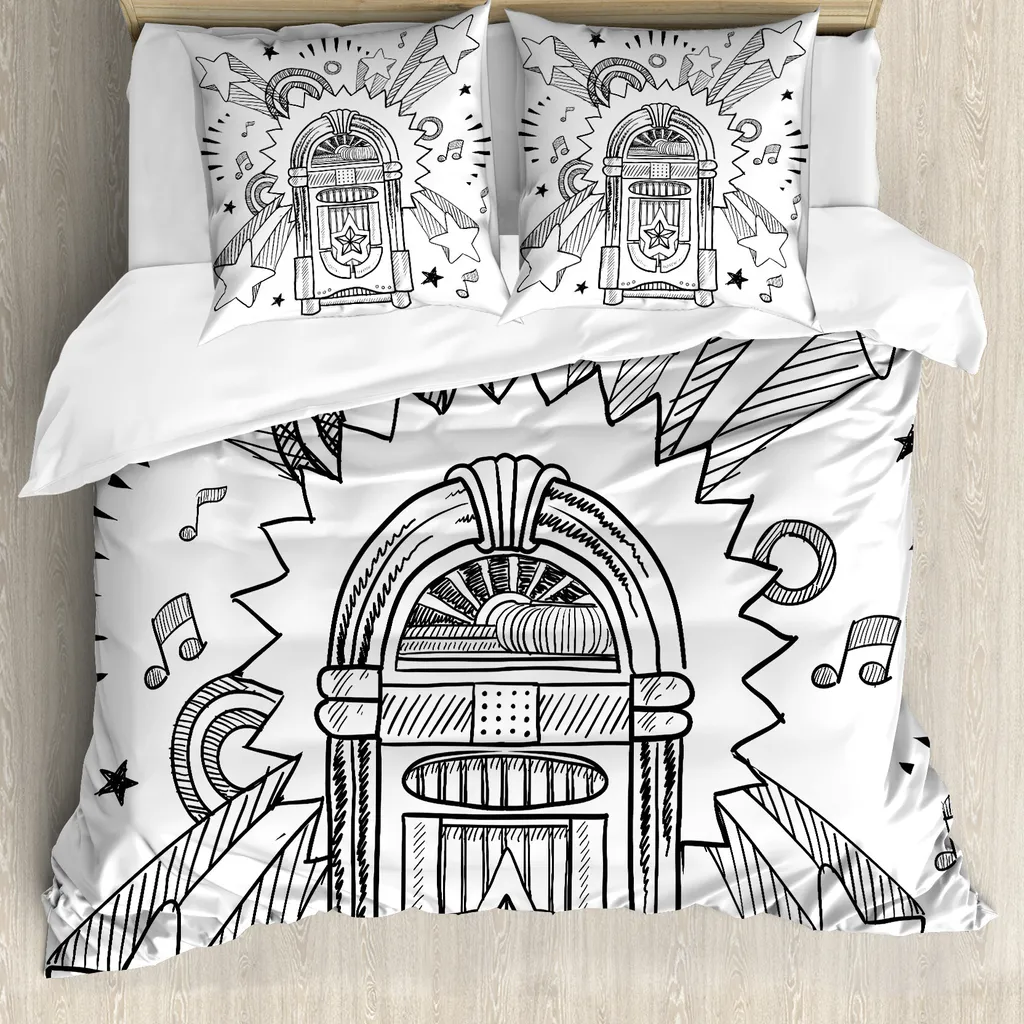 Housse de couette pour lit 2 personnes, parure de lit thème musical