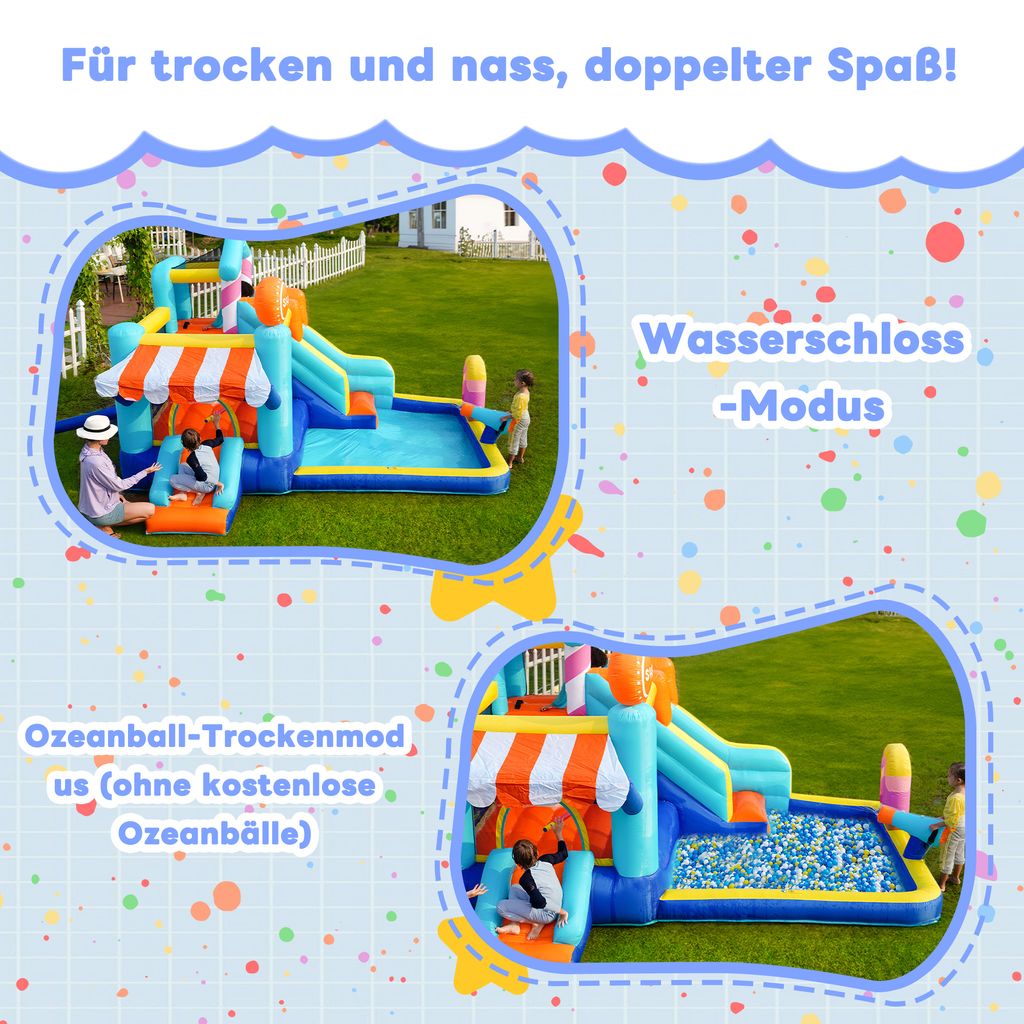 Château Gonflable Merax 364x315x239 Cm – Toboggan, Piscine, Foot, Basket, Avec Souffleur, Pour 3-10 Ans
