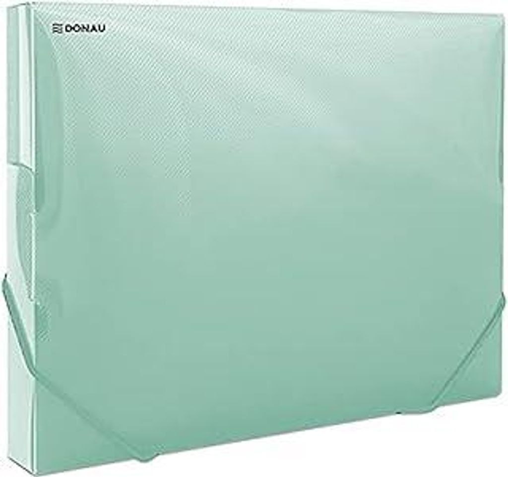 DONAU 8545002PL-06 Sammelbox Dokumentenbox Heft-Box mit Eckspanner Gummis, aus Kunststoff/PP 700?m Grün-Transparent für DIN A4| Rückenbreite 30m...