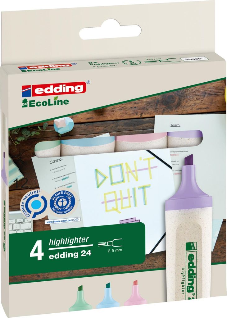 Edding - Textmarker 24 EcoLine pastell sortiert, 4er-Set