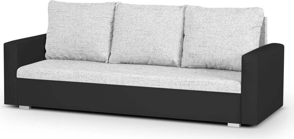 3-Sitzer-Sofa mit Schlaffunktion HUBERT - Silber/Schwarz