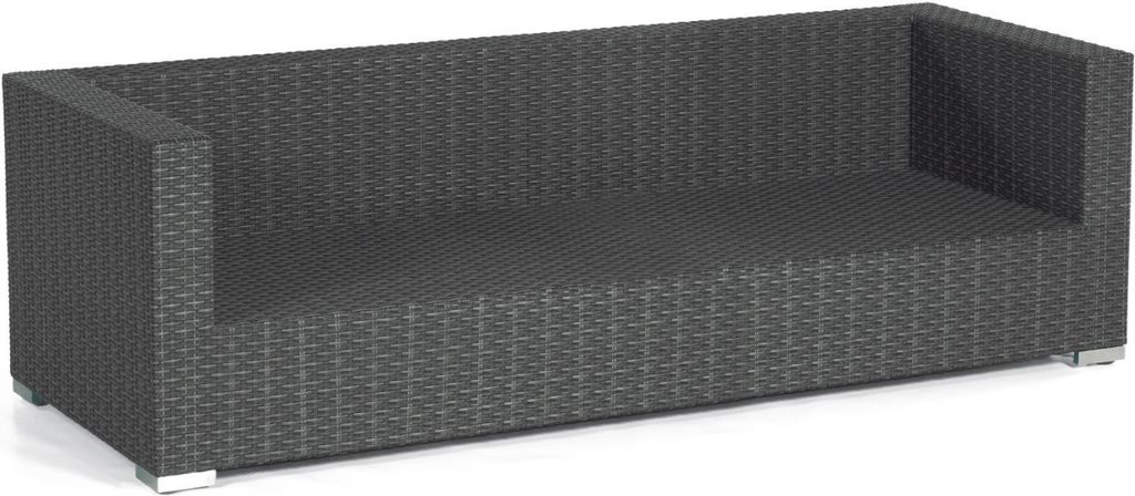 Sonnenpartner 3-Sitzer Lounge-Sofa Residence Aluminium mit Polyrattan graphit-schwarz inklusive Kiss