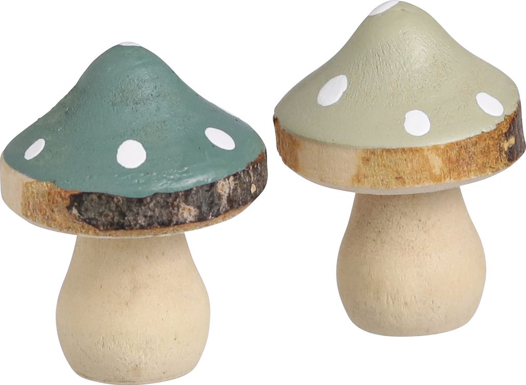 Streudeko Holz Mini Pilze Fliegenpilze Grün 2,5cm 24 St - Natürliche Tischdeko & Bastelidee, 24 Stück