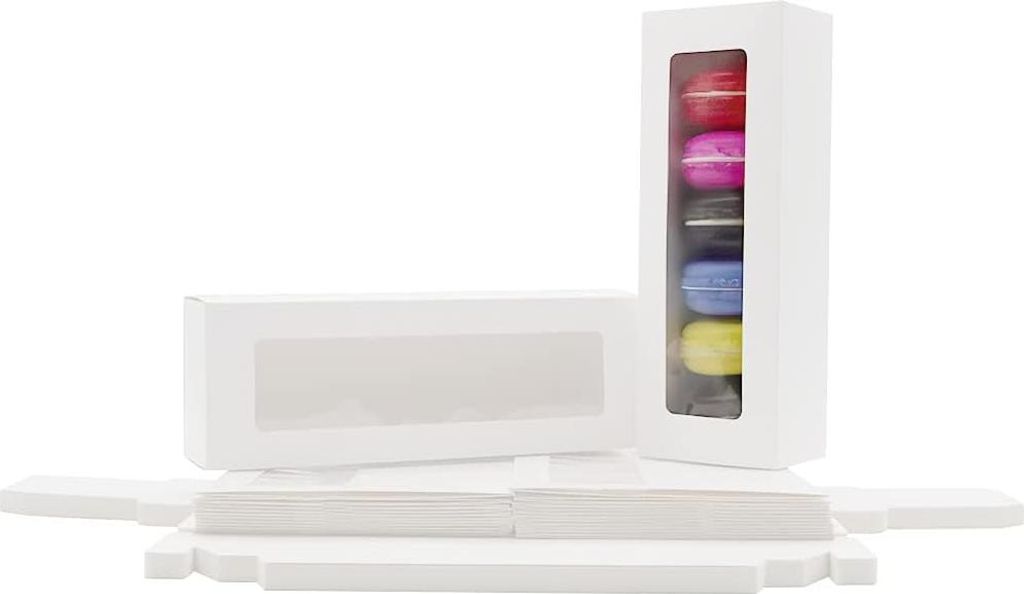 25-teilige Verpackung Transparente Macarondosen für Macarons Desserts - Bäckereidosen für Minidonuts Minicupcakes - Kekse und Muffins - 81 * 27 ...