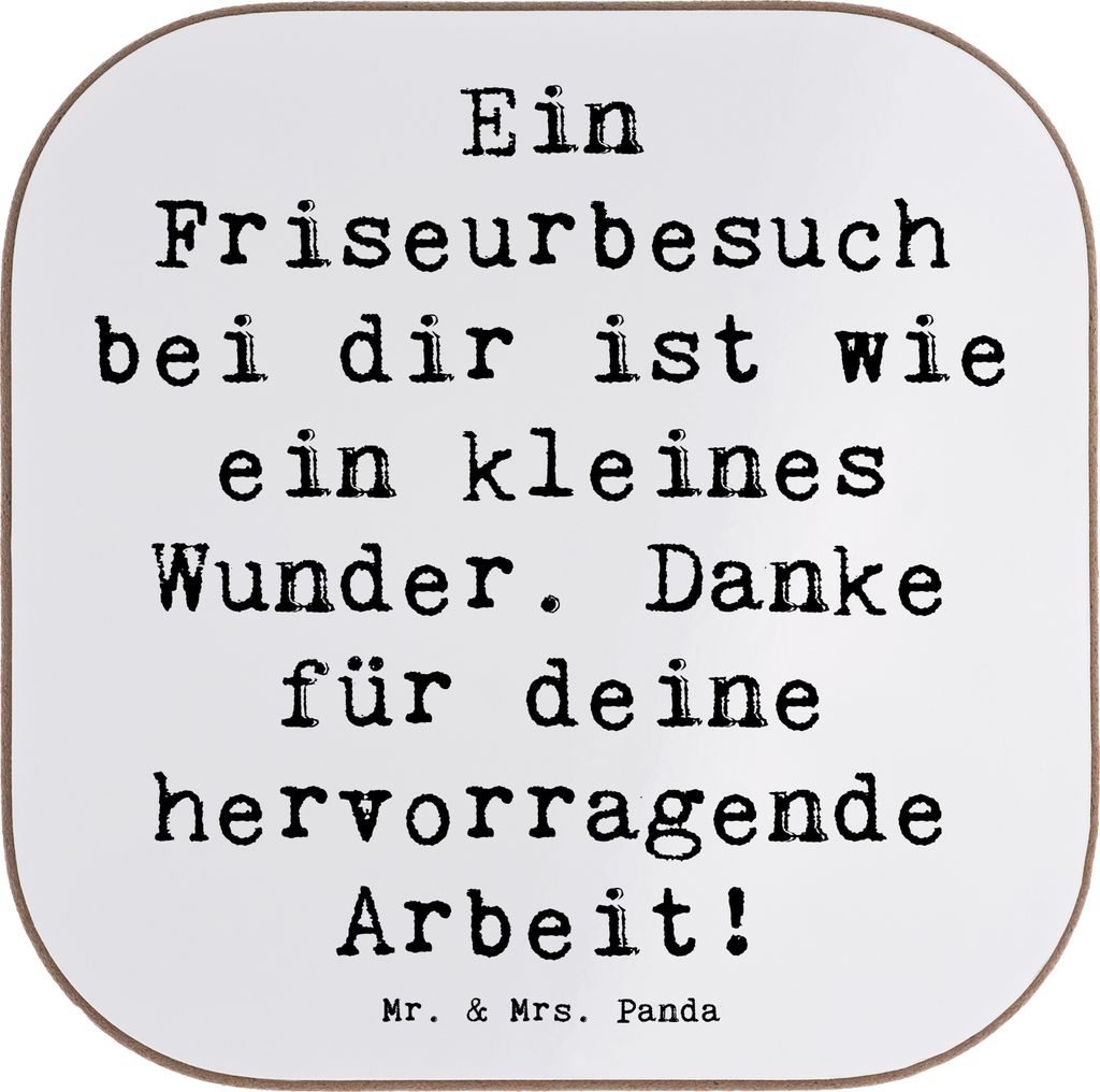 Mr. & Mrs. Panda Untersetzer für Gläser Spruch Friseur Wunder - Weiß - Geschenk, gläseruntersetzer, Danke sagen, Tassenuntersetzer, Künstler, ...